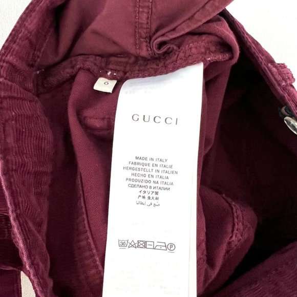 GUCCI Girls Corduroy  Pants Burgundy - Picture 4 of 4